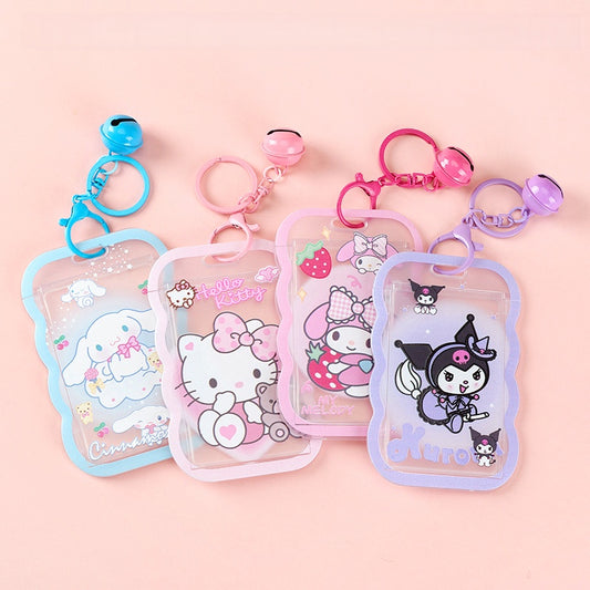 Cute Anime ID Card Case with Bell Charm