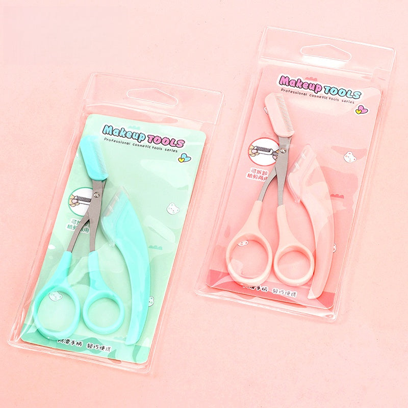 Cute Curved Eyebrow Scissors & Razor Set (2pcs) 可爱弯月修眉刀 + 眉剪两件套