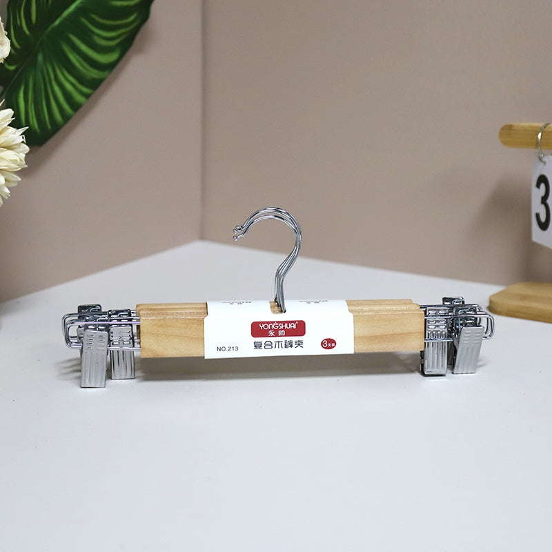Natural Wooden Pants Hangers with Non Slip Clips Penyangkut Seluar Kayu Semula Jadi dengan Klip Anti Licin