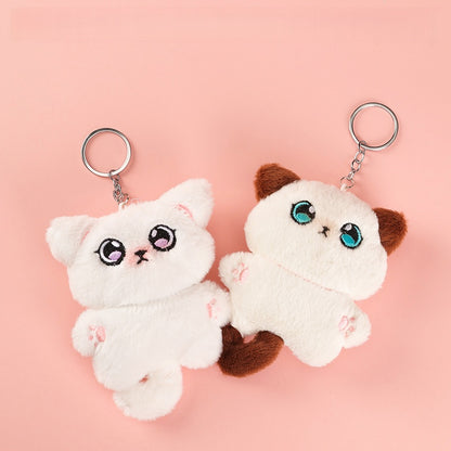 Cute Squeaky Big-Eyed Cat Plush Keychain