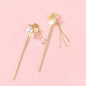 Elegant New Chinese Style Tassel Hairpin with Pearl & Jade Accent Alloy 优雅新中式珍珠玉石流苏发钗