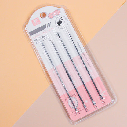 Professional Stainless Steel Blackhead Remover Set (4pcs) with Blister Card 专业不锈钢粉刺针套装（4 个装）