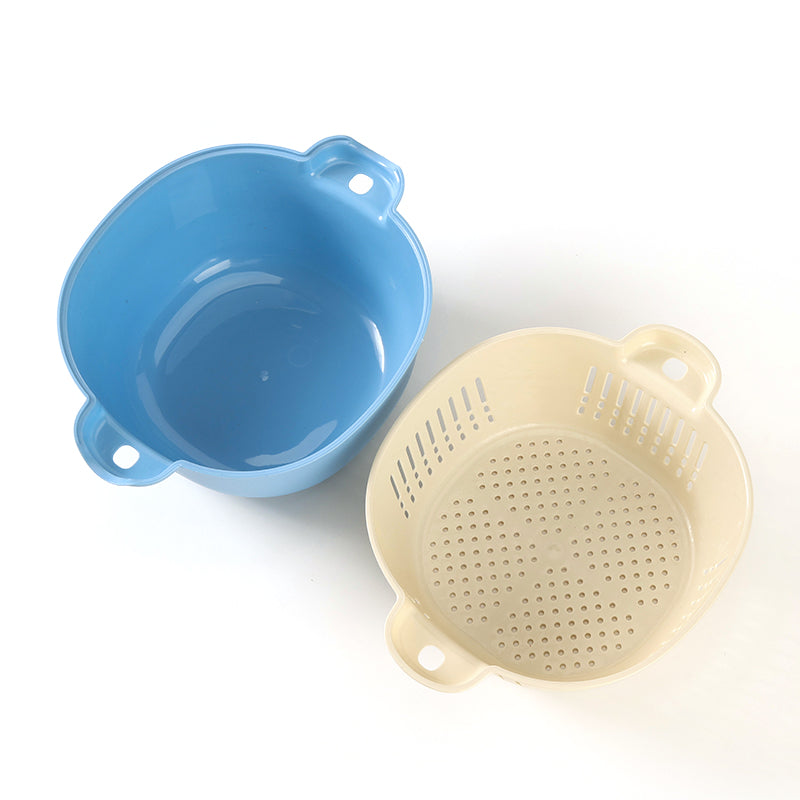 2 Layer Vegetable Washing Basket with Drain Holes Bak Basuh Sayur 2 Lapisan dengan Lubang Saliran