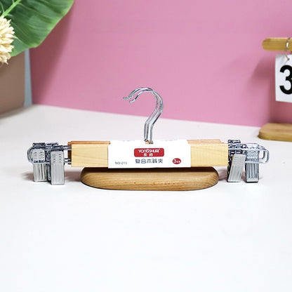 Natural Wooden Pants Hangers with Non Slip Clips Penyangkut Seluar Kayu Semula Jadi dengan Klip Anti Licin
