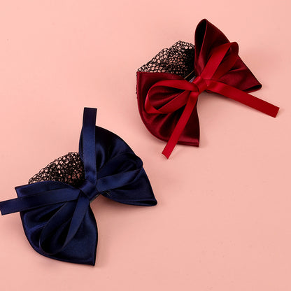 Satin Bow Hair Net Alloy Satin 丝带蝴蝶结发网