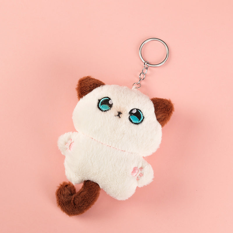 Cute Squeaky Big-Eyed Cat Plush Keychain