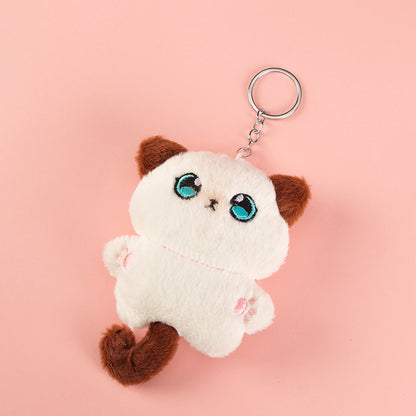 Cute Squeaky Big-Eyed Cat Plush Keychain