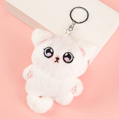Cute Squeaky Big-Eyed Cat Plush Keychain