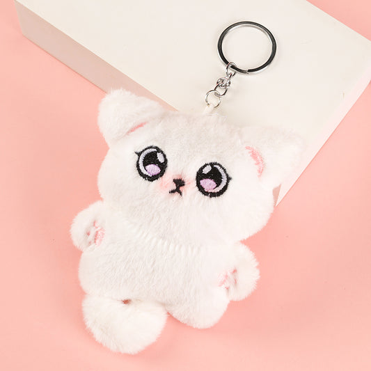 Cute Squeaky Big-Eyed Cat Plush Keychain