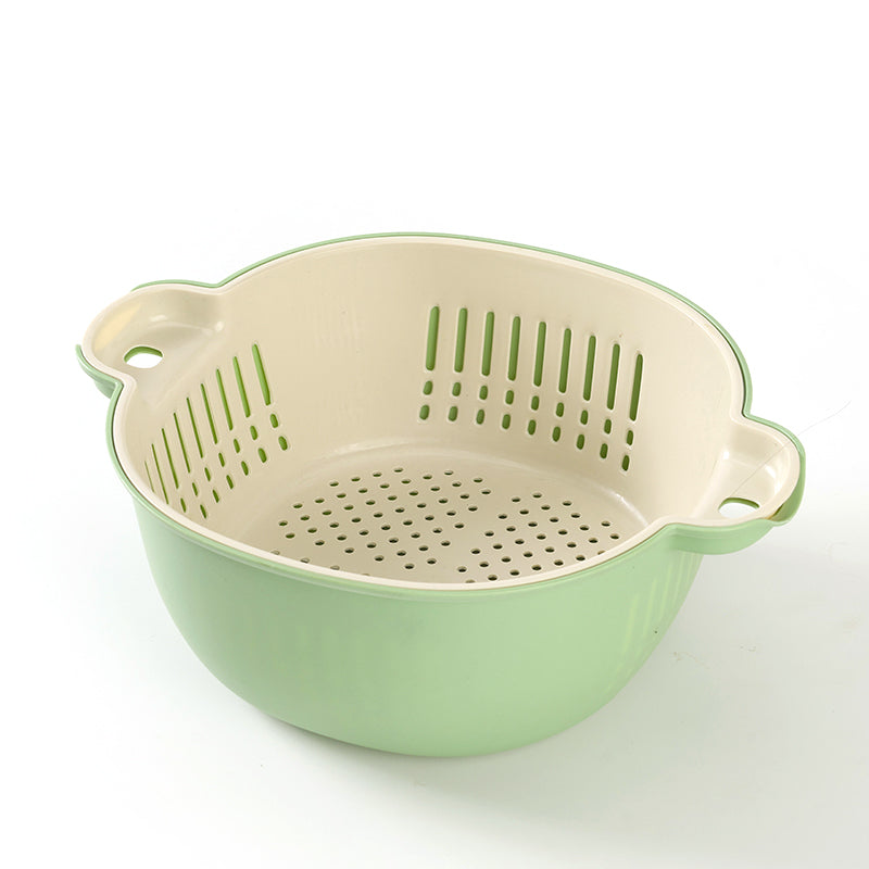 2 Layer Vegetable Washing Basket with Drain Holes Bak Basuh Sayur 2 Lapisan dengan Lubang Saliran