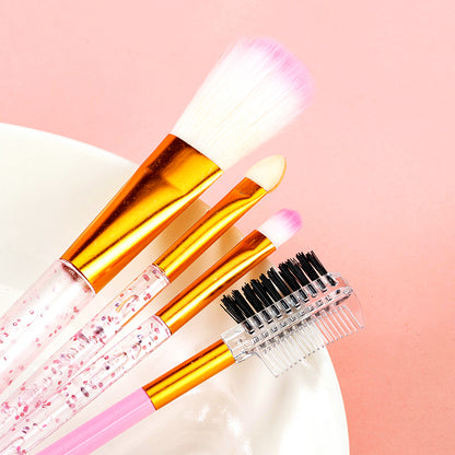 Cute Crystal Handle Makeup Brush Set (4pcs) with Blister Card 可爱水晶柄化妆刷四件套（吸卡包装）