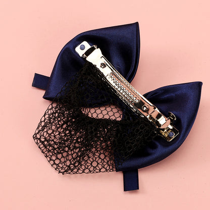 Satin Bow Hair Net Alloy Satin 丝带蝴蝶结发网