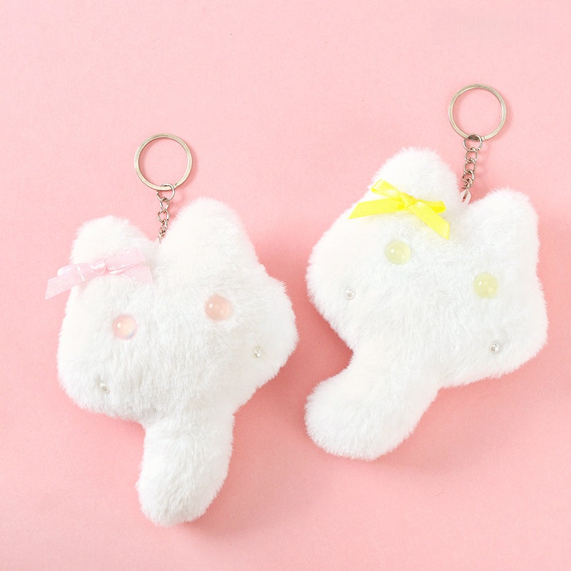 Fluffy Long-Tail Cat Plush Bag Charm with Sound