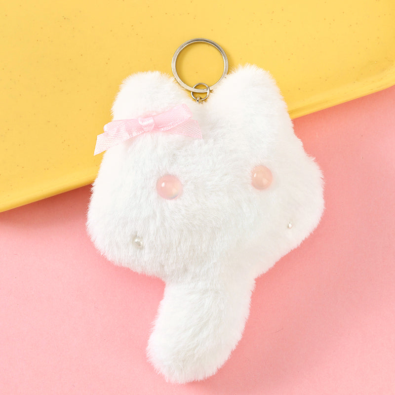 Fluffy Long-Tail Cat Plush Bag Charm with Sound