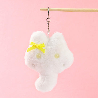 Fluffy Long-Tail Cat Plush Bag Charm with Sound