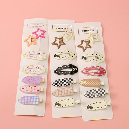 Colorful Printed BB Hair Clips Set (7pcs) Alloy Bagged 袋装彩色印花 BB 夹套装