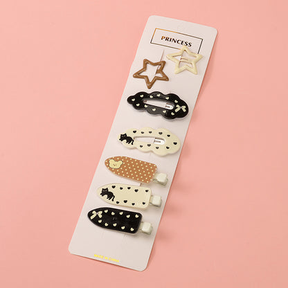 Colorful Printed BB Hair Clips Set (7pcs) Alloy Bagged 袋装彩色印花 BB 夹套装
