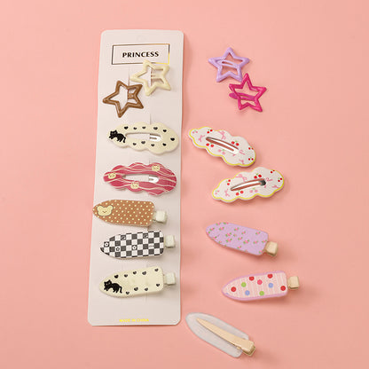 Colorful Printed BB Hair Clips Set (7pcs) Alloy Bagged 袋装彩色印花 BB 夹套装