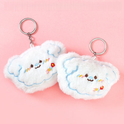 Fluffy Embroidered Bear Plush Bag Charm