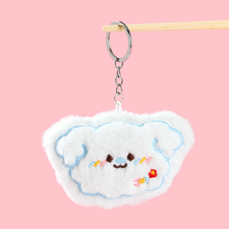 Fluffy Embroidered Bear Plush Bag Charm
