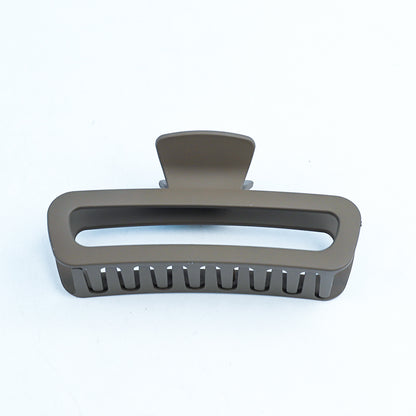 13cm Square Hollow Matte Hair Claw GPPS Milk Tea Tone 13 公分方形镂空磨砂大抓夹
