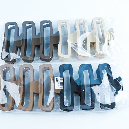 13cm Square Hollow Matte Hair Claw GPPS Milk Tea Tone 13 公分方形镂空磨砂大抓夹