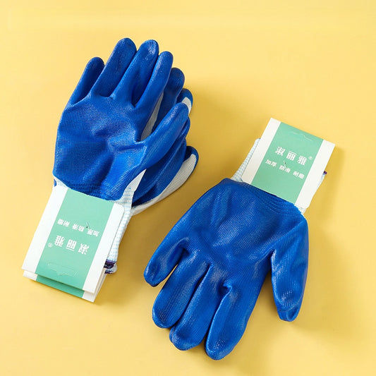 Blue Nitrile Coated Work Gloves Sarung Tangan Kerja Bersalut Nitril Biru Anti Minyak Murah