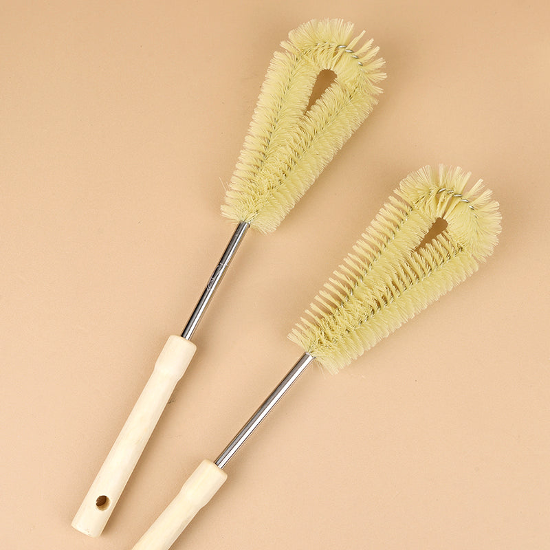 2 Size Natural Bristle Cup Brush Set with Wooden Handle Set Berus Cawan Bulu Semula Jadi 2 Saiz dengan Pemegang Kayu