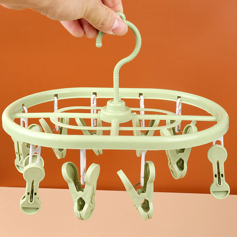 10 Clip Oval Clothes Drying Rack with Swivel Hook Rak Pengering Baju Oval 10 Klip dengan Cangkang Pusingan