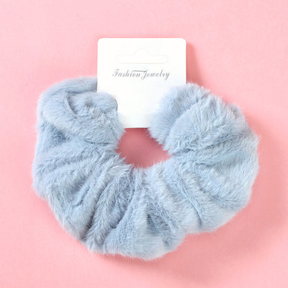 Scrunchie Bulu Lembut Warna Solid Bahan Kain 简约毛绒大毛圈