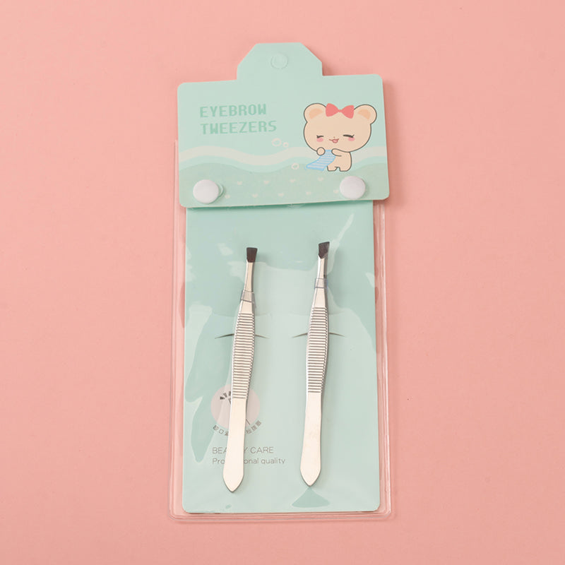 Professional Stainless Steel Eyebrow Tweezers Set (2pcs) 专业不锈钢眉夹两件套