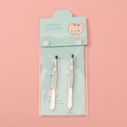 Professional Stainless Steel Eyebrow Tweezers Set (2pcs) 专业不锈钢眉夹两件套