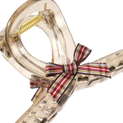 13cm Cross Hair Claw with Crystal & Bow GPPS Double-Sided 13 公分双面水晶蝴蝶结大抓夹