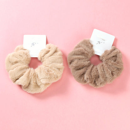 Scrunchie Bulu Lembut Warna Solid Bahan Kain 简约毛绒大毛圈