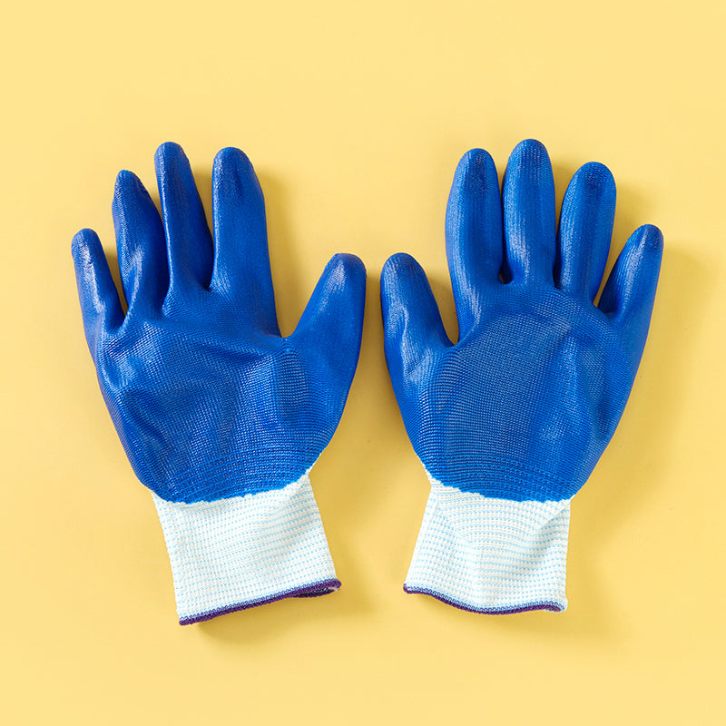 Blue Nitrile Coated Work Gloves Sarung Tangan Kerja Bersalut Nitril Biru Anti Minyak Murah