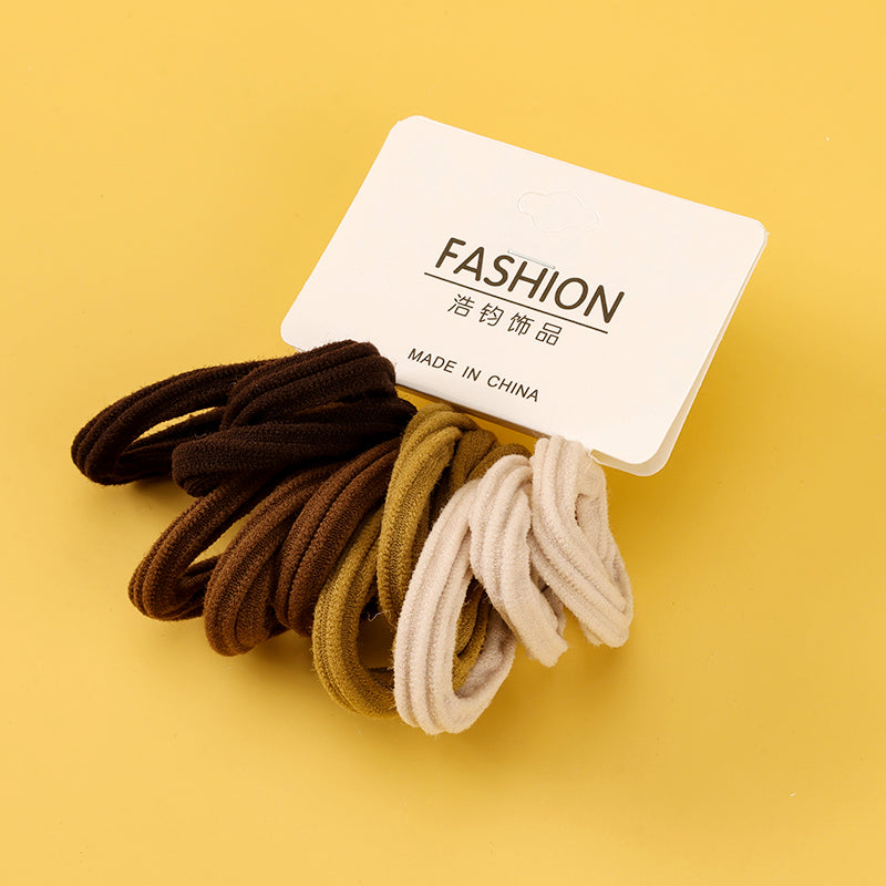 Gelang Getah Rambut Warna Teh Susu (12pcs) | Lembut & Tahan Lama