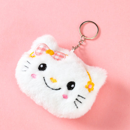 Squeaky Bow Cat Plush Keychain