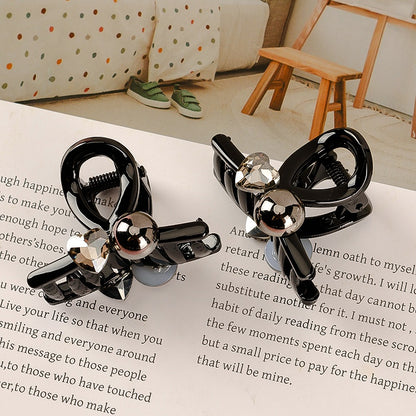 Mini Double-Sided Rhinestone Pearl Hair Claw PS Material Boxed 盒装双面钻石珍珠小抓夹