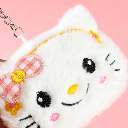 Squeaky Bow Cat Plush Keychain