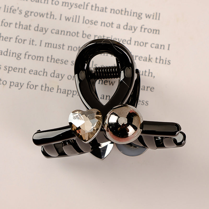 Mini Double-Sided Rhinestone Pearl Hair Claw PS Material Boxed 盒装双面钻石珍珠小抓夹