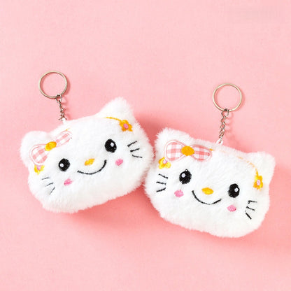 Squeaky Bow Cat Plush Keychain