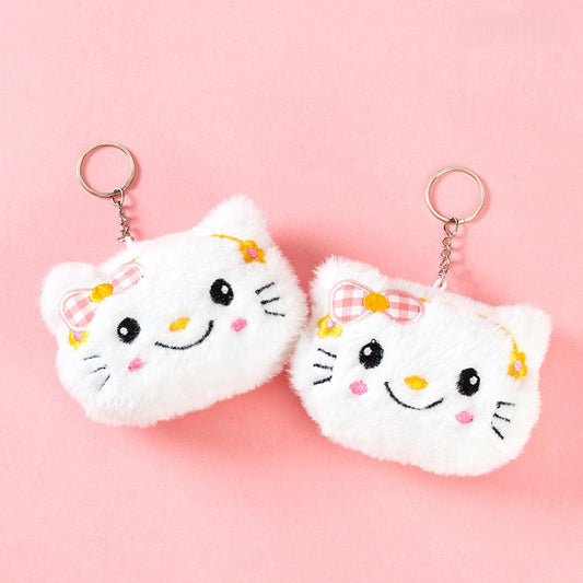 Squeaky Bow Cat Plush Keychain