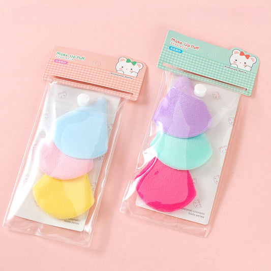 Cute 3pcs Colorful Sponge Makeup Puff Set 可爱三色海绵化妆粉扑套装（3 个装）