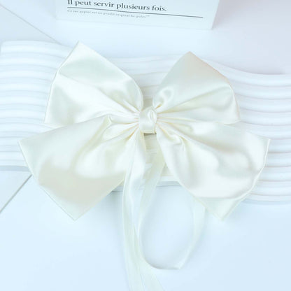 Large Satin Bow Hair Clip with Ribbon Alloy 大号缎面蝴蝶结飘带鸭夹