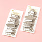 8pcs Silver Geometric Hair Clips Set Alloy Resin 8 个装银色几何造型鸭夹套装