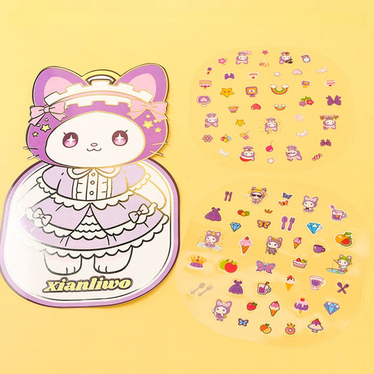 Cute Purple Cat Mini Decal Stickers